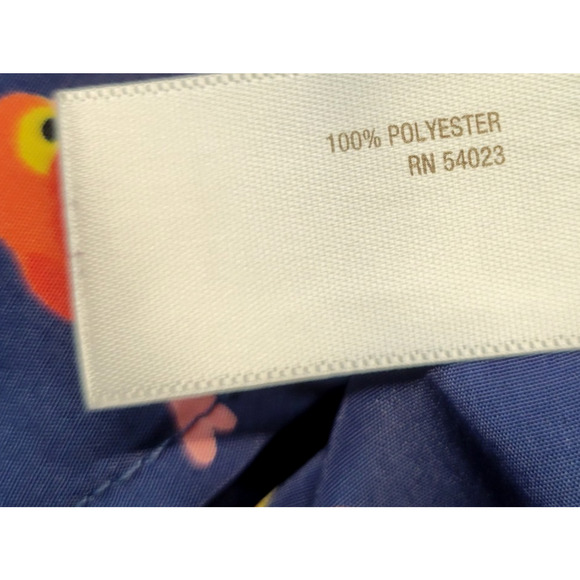 Old Navy Bird Print Button Top Womens S Blue Red Low V-Neck 3/4 Sleeve Whimsical - Picture 9 of 12